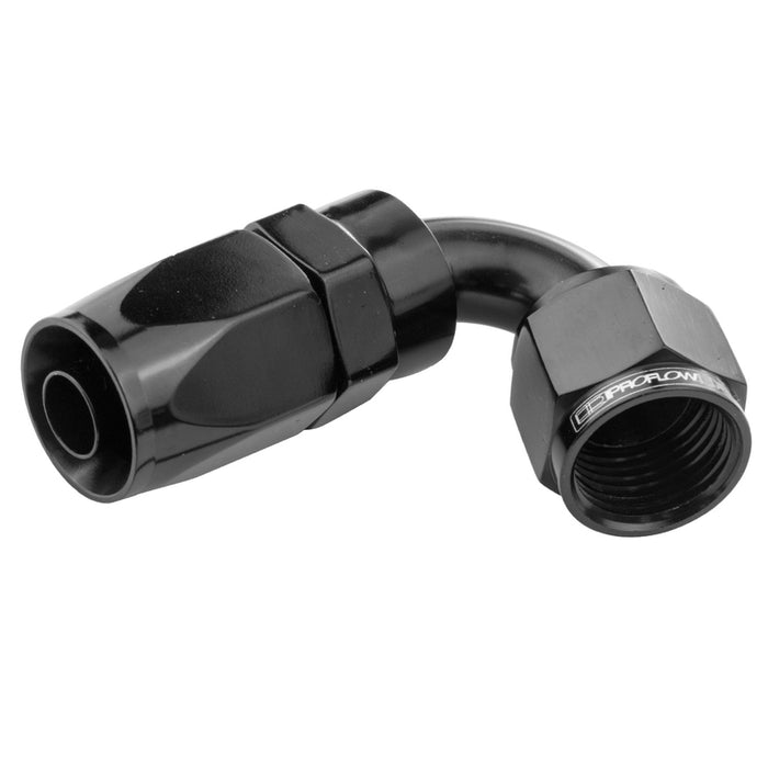 Proflow 120 Degree Hose End -04AN Hose to Female, Black