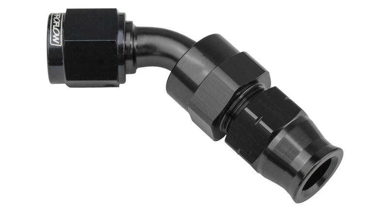 Proflow 5/16in. Tube 45 Degree To Female -06AN Hose End Tube Adaptor, Black