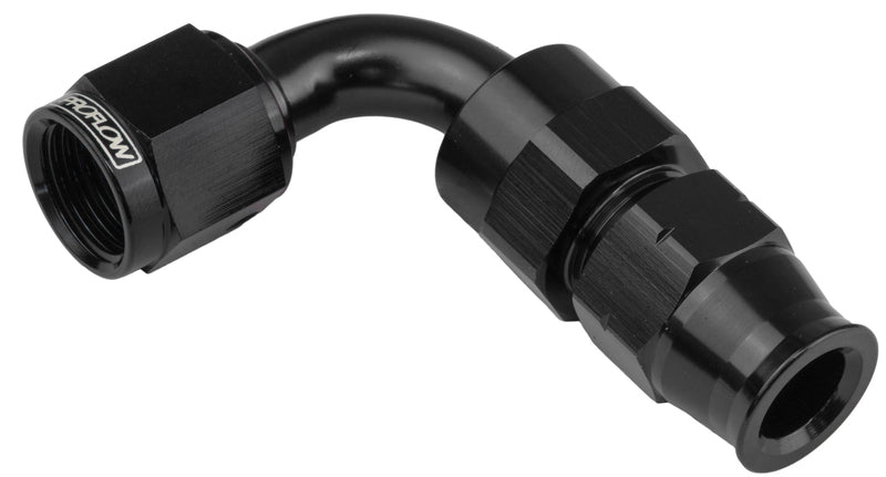 Proflow 3/8in. Tube 90 Degree To Female -06AN Hose End Tube Adaptor, Black