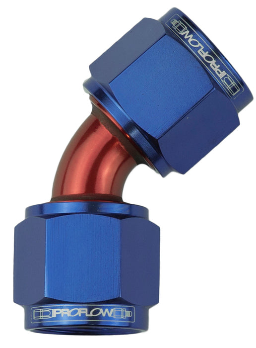 Proflow 45 Degree Female Flare Union Swivel Hose End -04AN, Blue