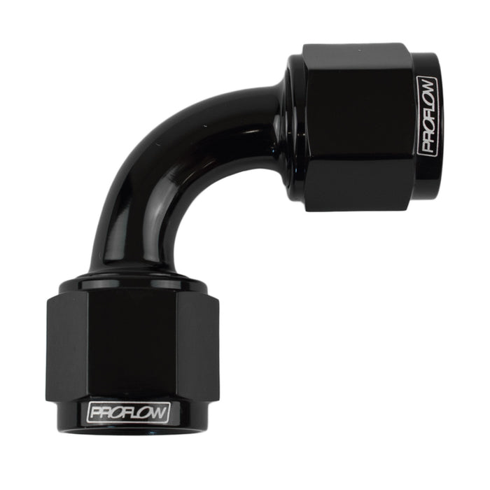 Proflow 90 Degree Female Flare Union Swivel Hose End -3AN, Black