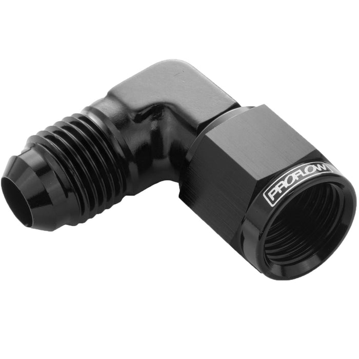 Proflow 90 Degree Male Adaptor - Female Adaptor Swivel Coupler Hose End -04AN, Black