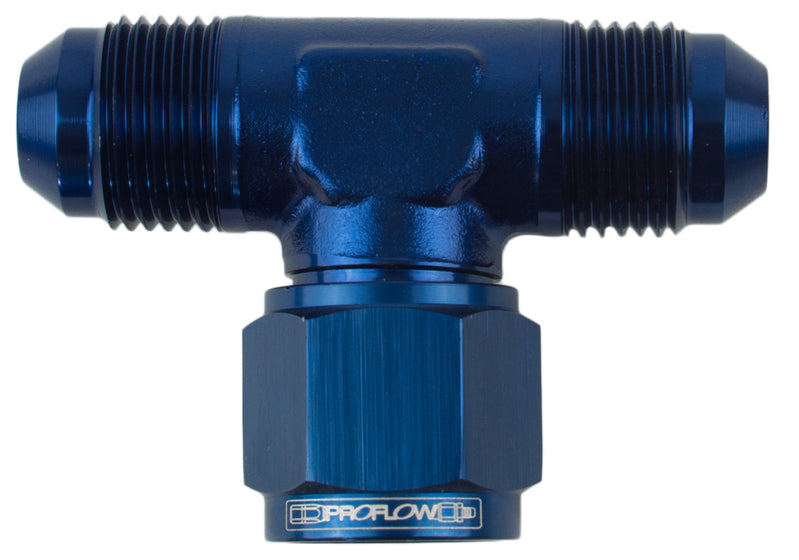 Proflow AN Tee -04AN Female Swivel Coupler Hose End On Side, Blue