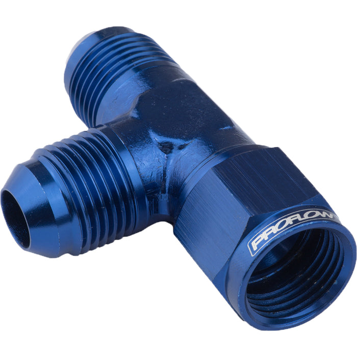 Proflow AN Tee -03AN Female Swivel Coupler Hose End On Run, Blue