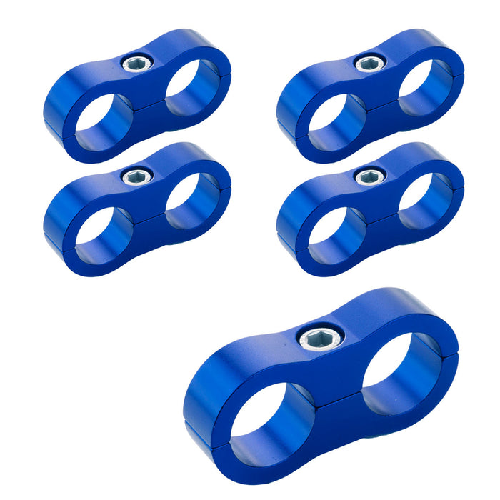 Proflow Aluminium Hose & Tubing Clamp Separators, 5 pack, Clamp 13mm ID Hole, Blue