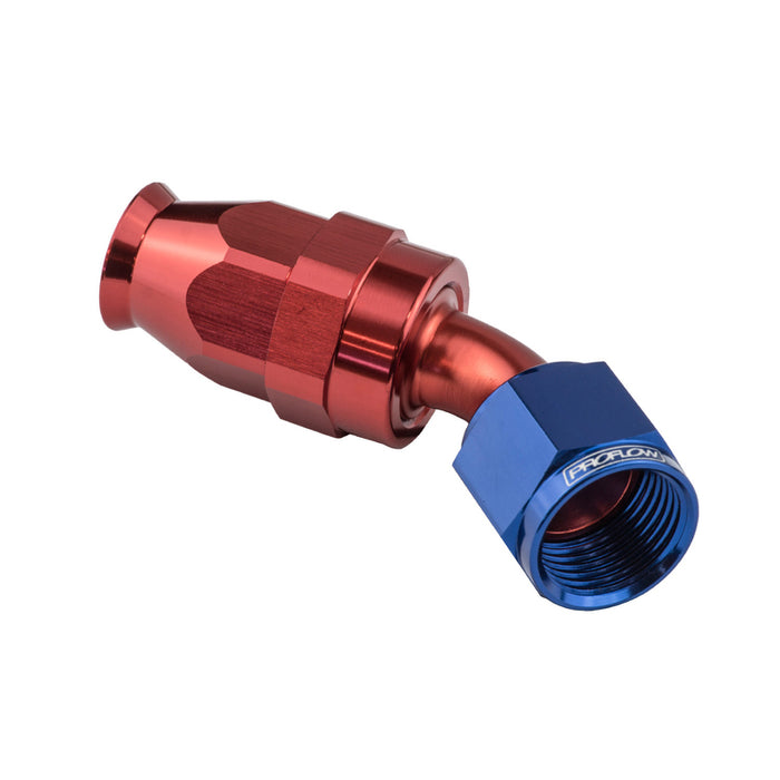 Proflow Aluminium 45 Degree Hose End Hose End For -03AN PTFE Hose, Red/Blue