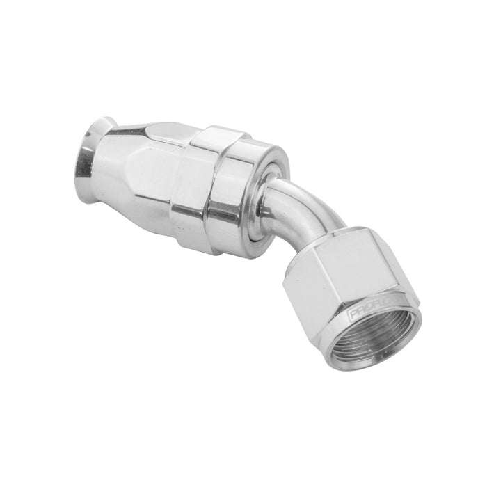 Proflow Aluminium 45 Degree Hose End Hose End For -08AN PTFE Hose, Polished