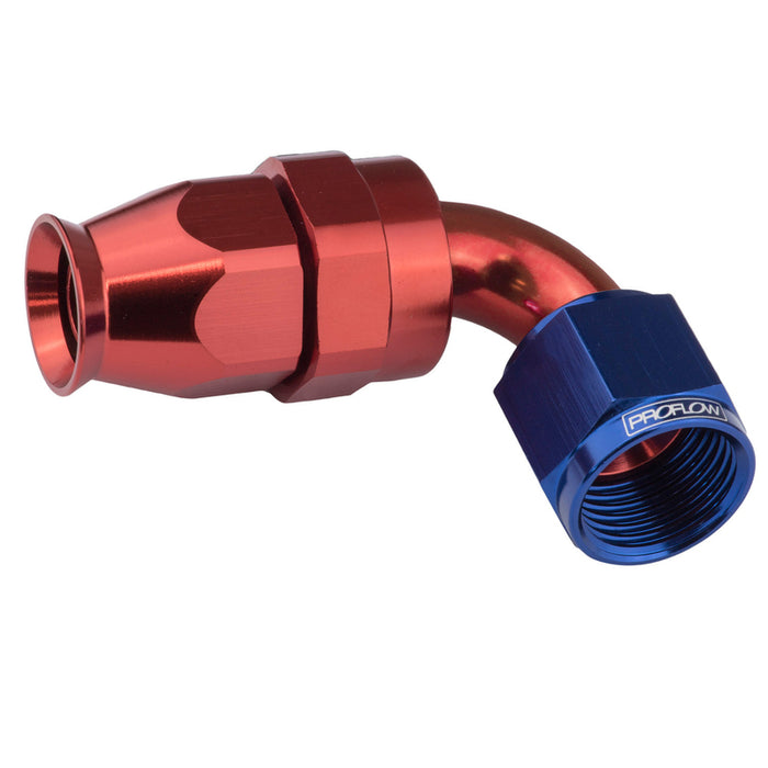 Proflow Aluminium 120 Degree Hose End Hose End For -04AN PTFE Hose, Red/Blue