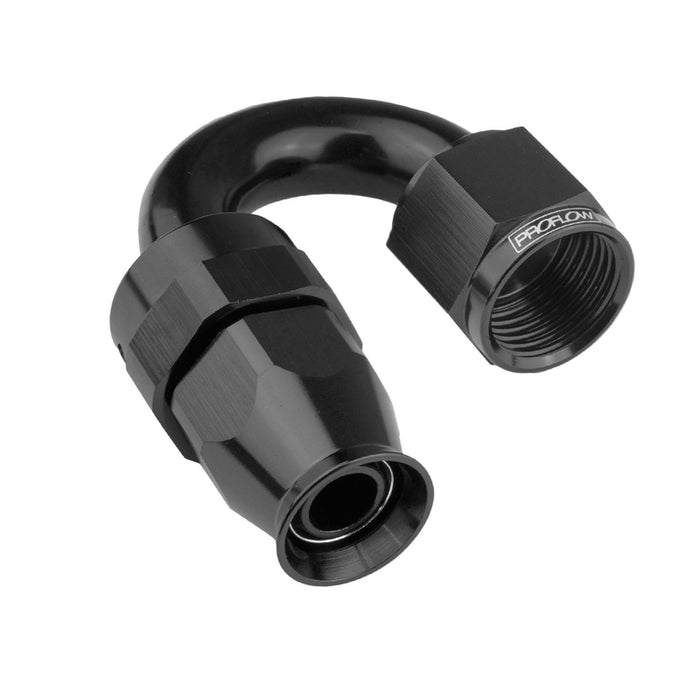 Proflow Aluminium 180 Degree Hose End Hose End For -04AN PTFE Hose, Black