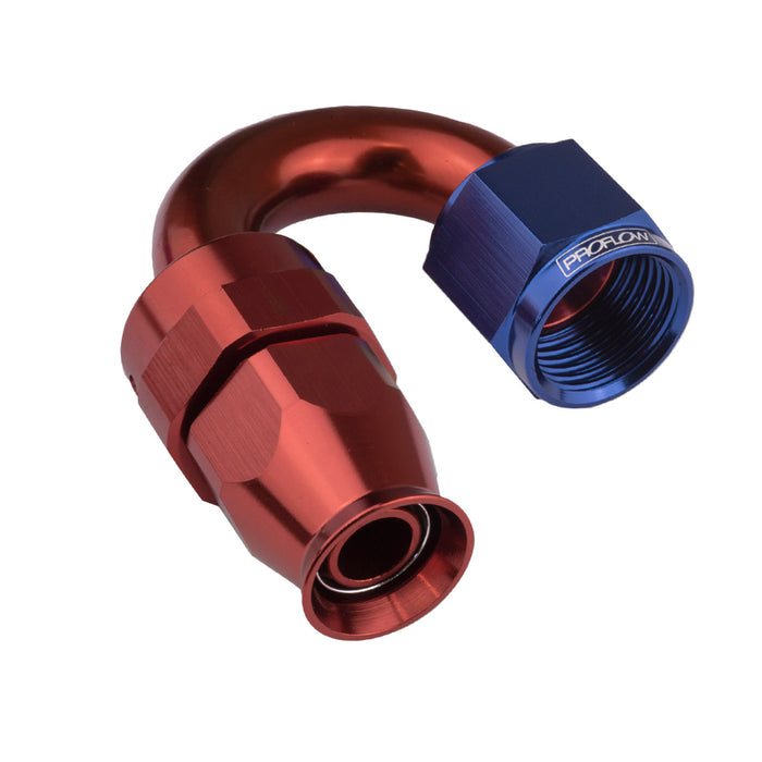 Proflow Aluminium 180 Degree Hose End Hose End For -10AN PTFE Hose, Red/Blue