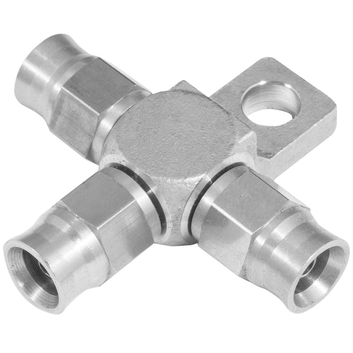 Proflow Stainless Steel Tee Block -03AN Hose w/Mount Tab