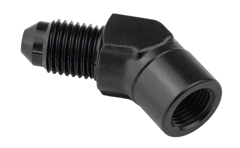 Proflow Female Adaptor 45 Degree Adaptor 1/8in. NPT To Male -03AN, Black