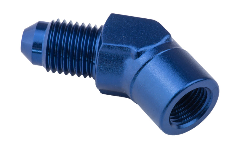 Proflow Female Adaptor 45 Degree Adaptor 1/8in. NPT To Male -03AN, Blue