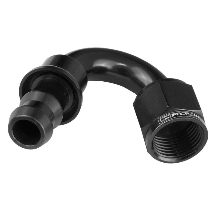 Proflow 150 Degree Push Lock Hose End Barb 3/8'' To Female -06AN, Black