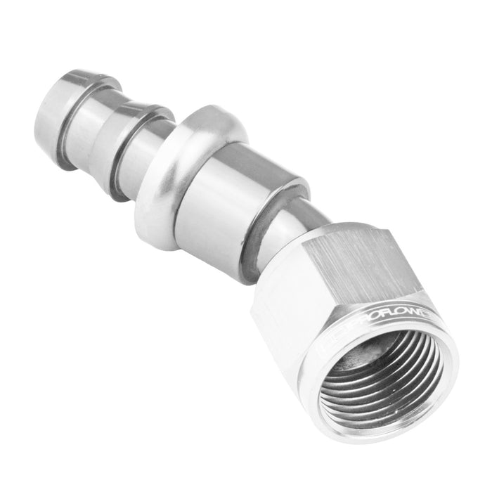 Proflow 30 Degree Push Lock Hose End Barb 3/8'' To Female -06AN