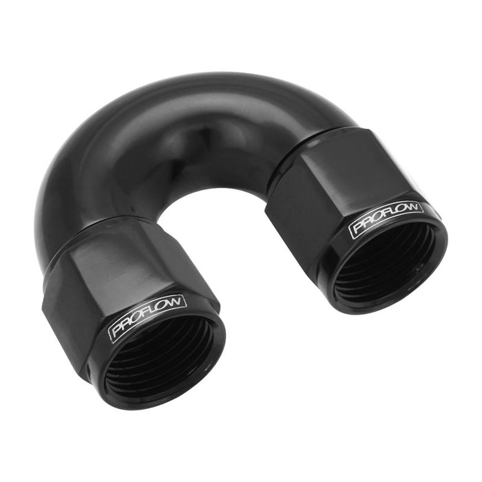 Proflow 180 Degree Female Flare Union Full Flow Swivel Hose End -08AN, Black