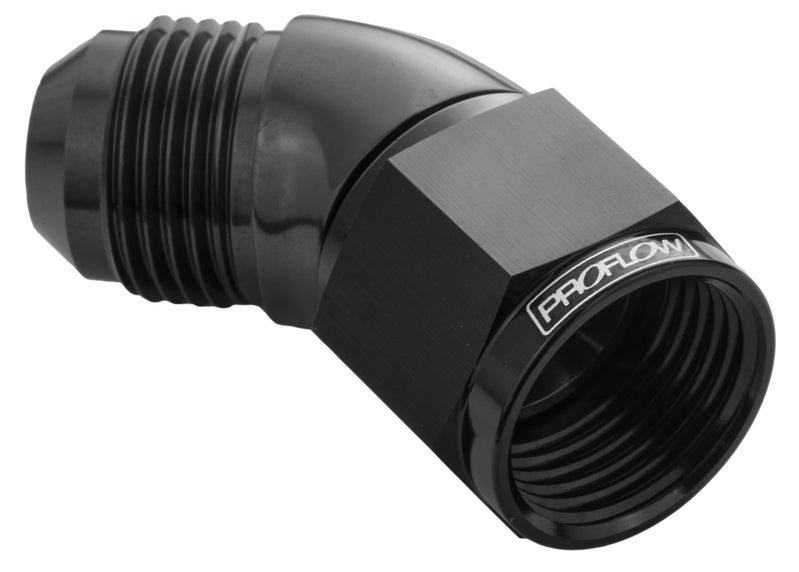 Proflow 45 Degree Full Flow Adaptor Male To Female -04AN, Black