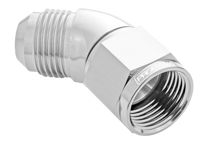 Proflow 45 Degree Full Flow Adaptor Male To Female -04AN, Polished