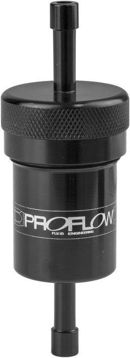 Proflow Fuel Filter Aluminium 5/16in. Hose barb 100 Micron Stainless Steel, Black