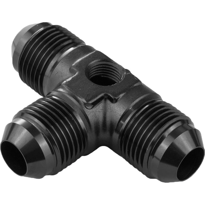 Proflow Male Flare Union Adaptor -06AN Flare Tee w/1/8in. NPT Port, Black