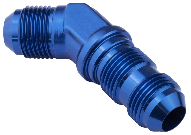 Proflow Bulkhead Adaptor AN Flare 45 Degree Flare -03AN, Blue