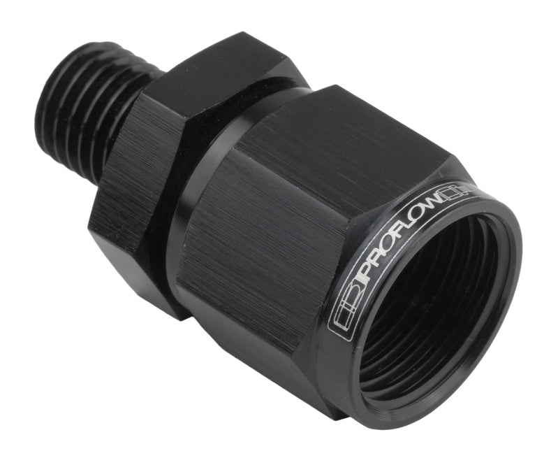 Proflow Female Adaptor -06AN Straight Swivel 12mm x 1.50, Black