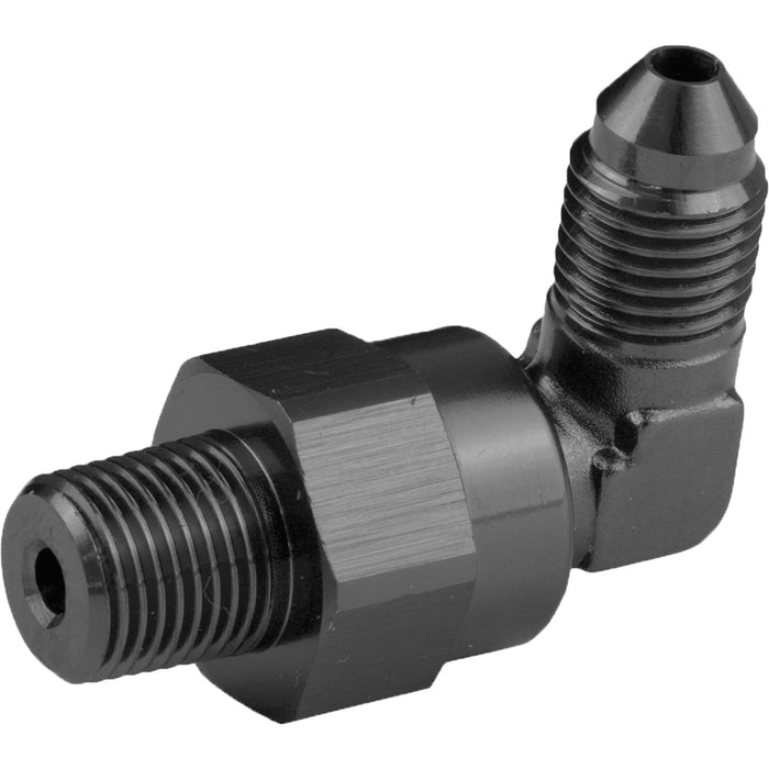 Proflow Adaptor Male -03AN 90 Degree To 1/8in. NPT Swivel, Black