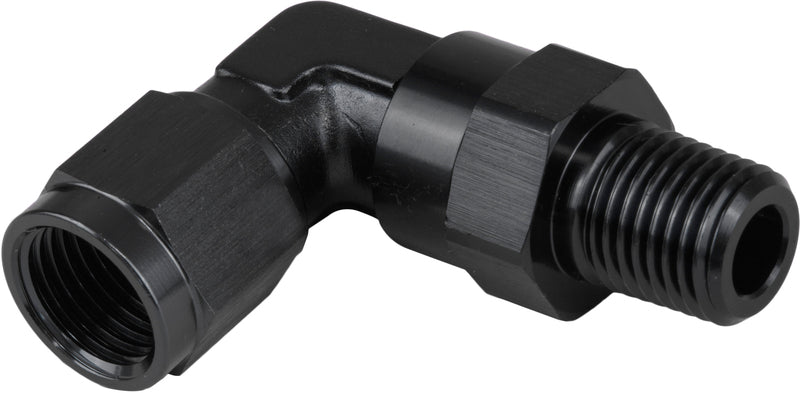 Proflow Adaptor Male -03AN 90 Degree To 1/8in. NPT Swivel, Black