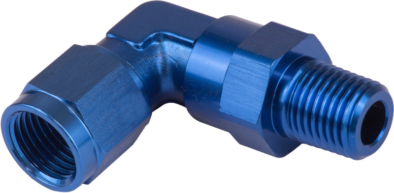 Proflow Adaptor Male -03AN 90 Degree To 1/8in. NPT Swivel, Blue