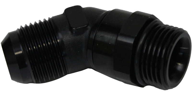 Proflow Adaptor Male -06AN 45 Degree To -04AN Thread Swivel, Black