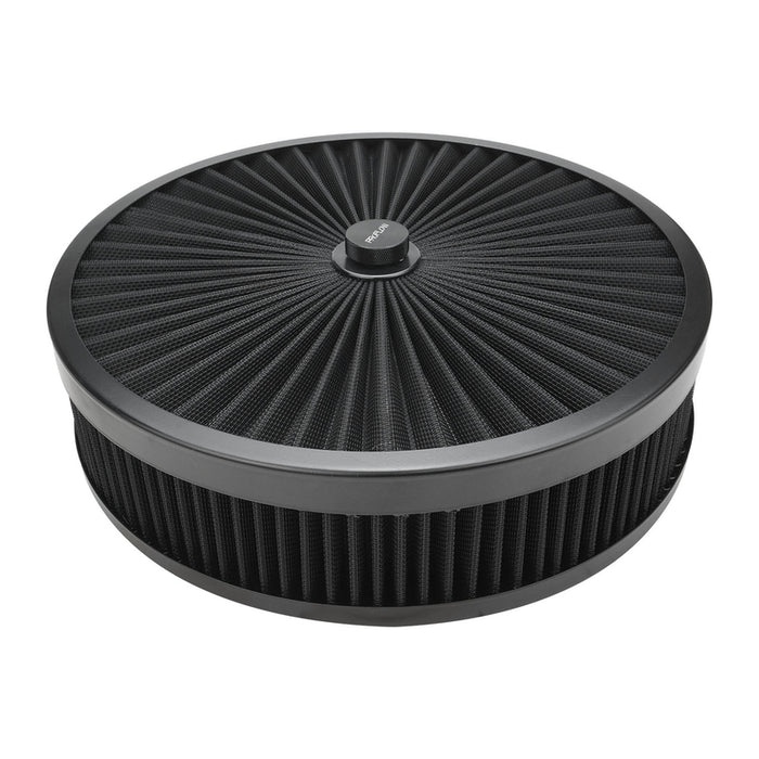 Proflow Air Filter Assembly Flow Top Round Black 14in. x 2in. Suit 5-1/8in. Neck Flat Base