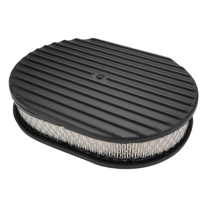 Proflow Air Filter Assembly, Aluminium Black, Fins Oval 12 x 2, Kit