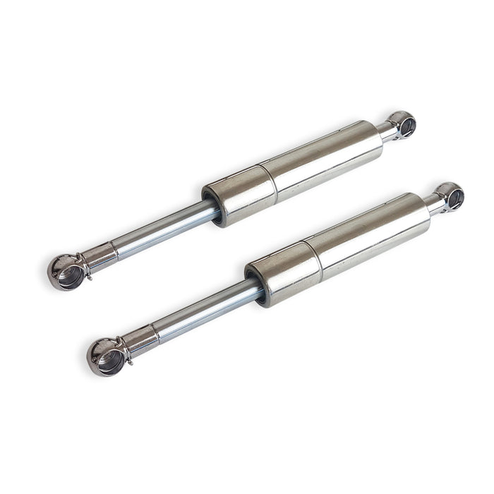 Proflow Replacement Gas Strut, Pair Hood Hinges, Billet Aluminium, Polished, Stainless Struts,