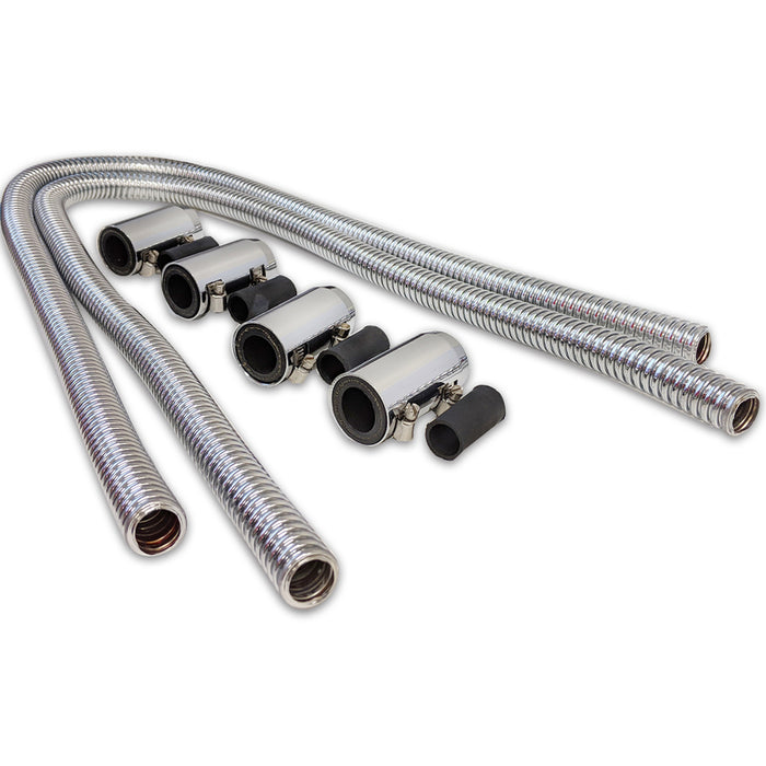 Proflow Heater Hose Flexible, Stainless Steel Chrome Kit, .44in. Length