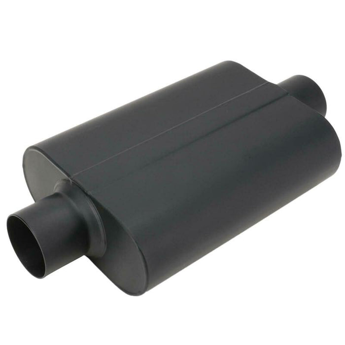 Proflow Muffler, 4.00 in, Black Compact  Flow Chamber II, Centre Inlet To 4.00 in. Centre Outlet, 9.75" x 13" x 4" body, Each