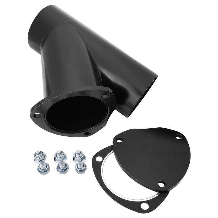 Proflow Exhaust Steel Cut Out Y Pipe 4.0in., Cap Gasket & Bolts 10in. overall length, Each