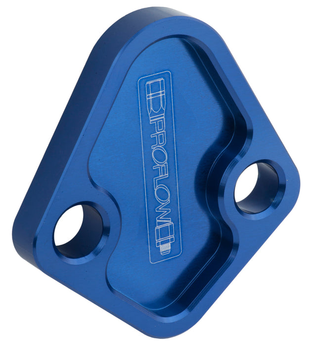 Proflow Fuel Pump Block-Off Plate, Aluminium, Blue Anodised, BB Chev, For Ford Windsor, Each