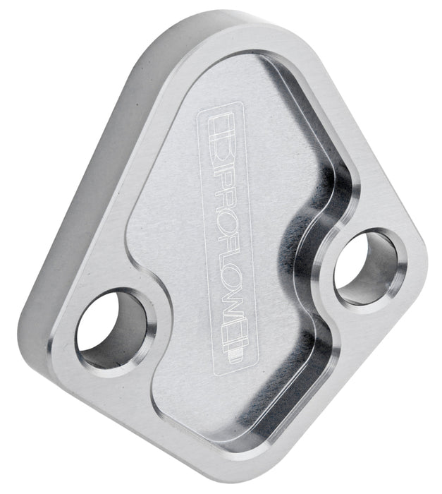 Proflow Fuel Pump Block-Off Plate, Aluminium, Silver Anodised, BB Chev, For Ford Windsor, Each