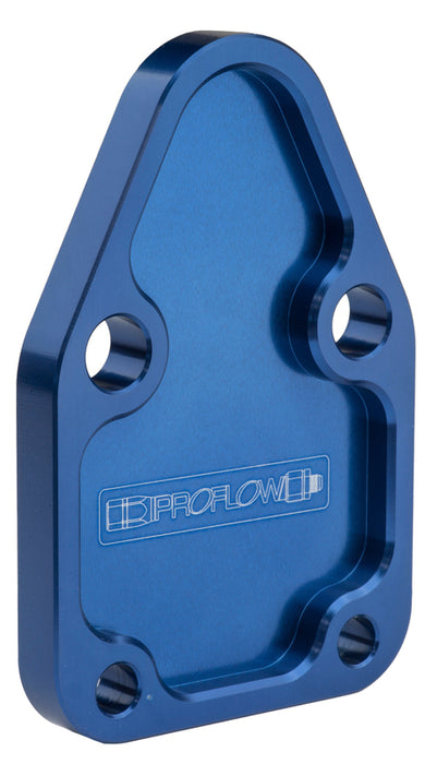 Proflow Fuel Pump Block-Off Plate, Aluminium, Blue Anodised, SB For Chevrolet, For Chrysler, Each