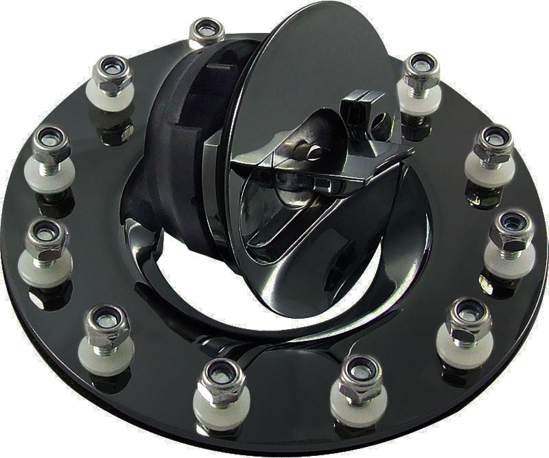 Proflow Fuel Cell, Tank Flush Mount Cap 12 bolt Black Aluminium Cap w/Mount Kit, (Series 1)