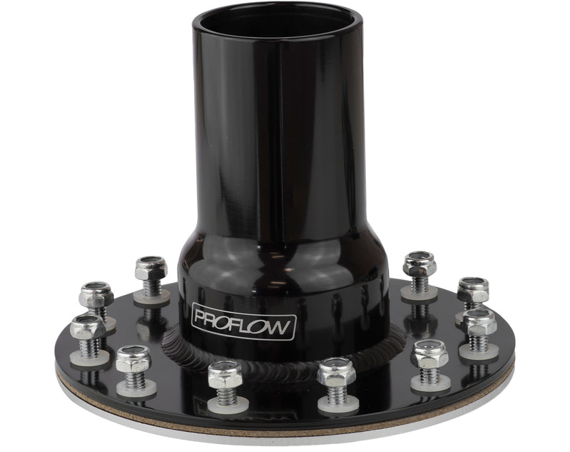 Proflow Fuel Filler Neck Aluminium Black, Straight 2 in. Diameter, 12-Bolt Flange, Each