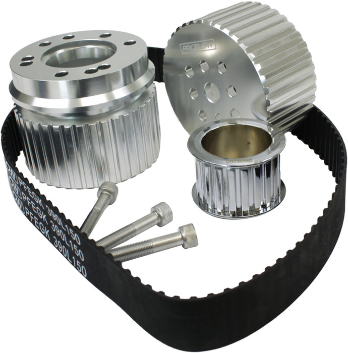 Proflow Gilmer Belt Drive Kit, For SB Ford 289/302/351 Windsor, Billet Aluminium, Silver Anodised