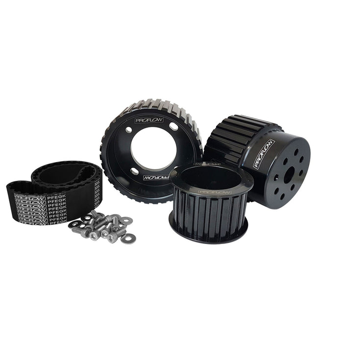 Proflow Gilmer Belt Drive Kit, For Mazda Rotary 13A, 13B, 12A, Billet Aluminium, Black Anodised