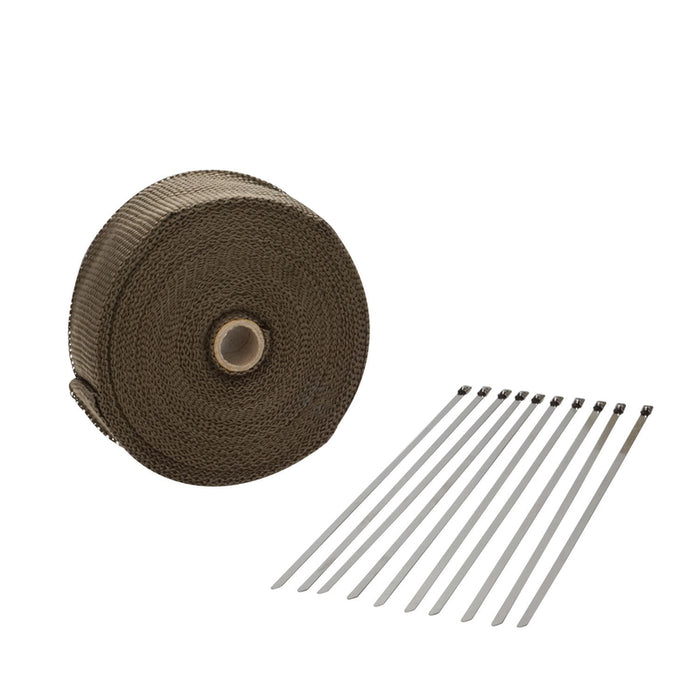 Proflow Exhaust Wrap, Titanium, 980 Degrees Celsius, Lava Rock, Natural, 2 in. Width, 100 ft Roll, 10 Locking tie Kit