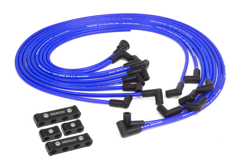 Proflow Spark Plug Pro Lead Wires Set, 8.8mm Spiral Core , Blue Black Boots, 90 Degree Boots, Universal, V8 with Separator Set