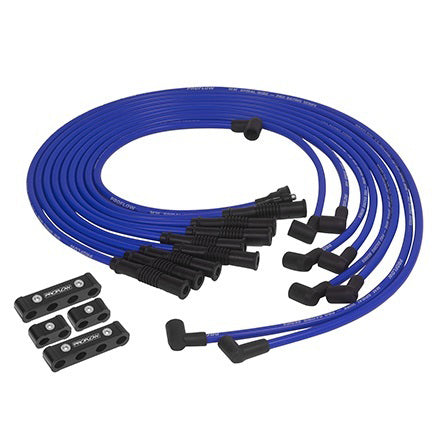 Proflow Spark Plug Pro Lead Wires Set, 10mm Spiral Core, Blue Black Boots, Straight Boots, Universal, V8 with Separator Set