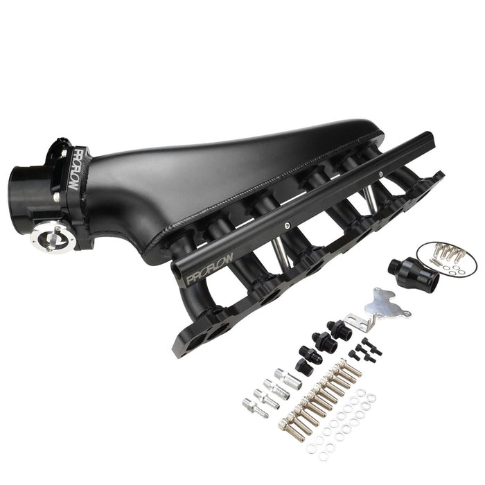 Proflow Intake Manifold Kit, Fabricated Aluminium, Black, For Nissan, Commodore RB30, Inlet Plenum, 90mm Throttle Body, Fuel Rail Kit