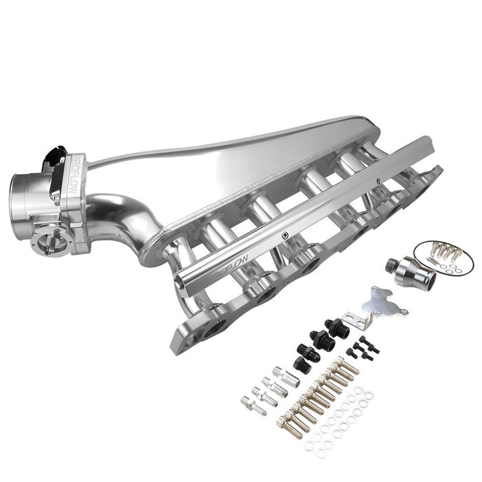 Proflow Intake Manifold Kit, Fabricated Aluminium, Polished, For Nissan, Commodore RB30, Inlet Plenum, 90mm Throttle Body, Fuel Rail Kit