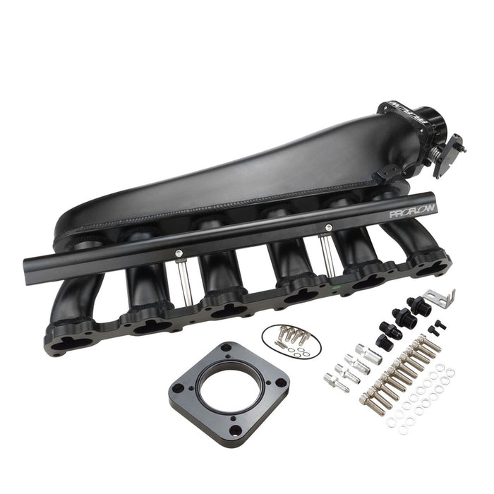 Proflow Intake Manifold Kit, For Ford Falcon XR6 BA/BF/FG Barra, Fabricated Aluminium, Black, 90mm Throttle Body, Fuel Rail Kit