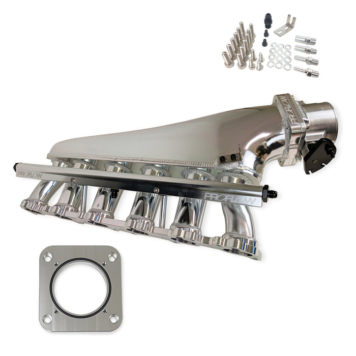 Proflow Intake Manifold Kit, For Ford Falcon XR6 BA/BF/FG Barra, Fabricated Aluminium, Polished, 90mm Throttle Body, Fuel Rail Kit